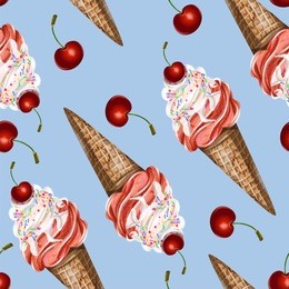 seamless pattern with ice cream for your design. vector illustration.