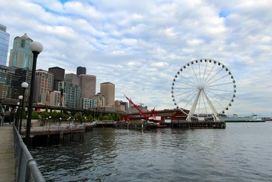 seattle waterfront with seattle great wheel
