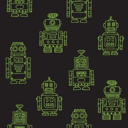 seamless vintage toy robots pattern
