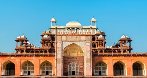 tomb of akbar the great at sikandra fort in agra - uttar pradesh, india