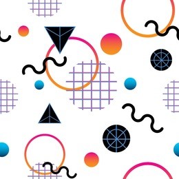 memphis seamless pattern. geometric elements memphis in the style of 80's. vector illustration.