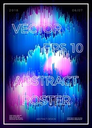 vector abstract poster design template with glitched bright background.