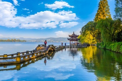 beautiful architectural landscape and landscape in west lake, ha