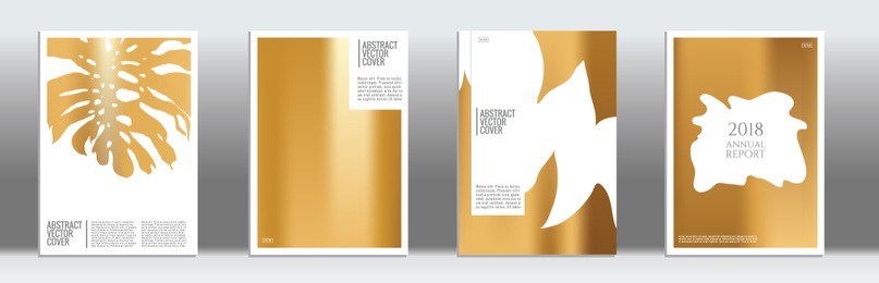 golden cover set. exotic flyer on light background.  fluid poster design.  brochure template design. luxury backdrop. stylish vector cover design.  abstract gradient vintage texture.