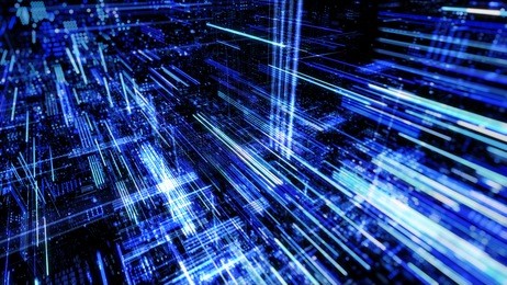 data transfer and future technology, cyber security concept background, abstract hi speed digital internet. motion blur. abstract technology and cyber space environment 3d render