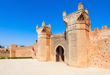 chellah entrance gate. chellah is a medieval fortified necropolis located in rabat, morocco. rabat is the capital of morocco.