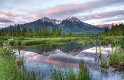 this the sundance range over looking vermillion lakes in banff national park, alberta, canada