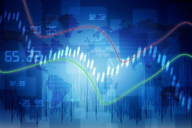 2d rendering stock market online business concept. business graph 