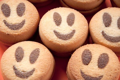 close-up of smiling cookies, studio shot