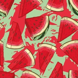 bright watermelon seamless pattern. vector watermelon juice splashes seamless texture. colorful summer fruits background