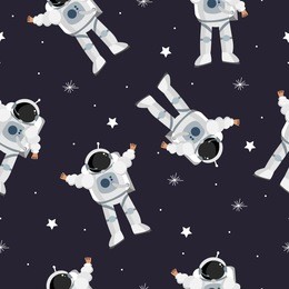 seamless vector pattern with cosmonaut and stars.