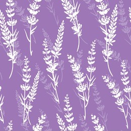 lavender flowers purple vector seamless pattern. beautiful violet lavender retro background. elegant fabric on light background surface pattern design.