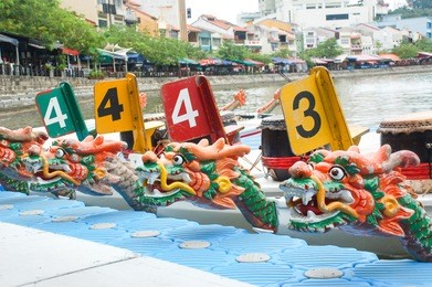    dragon boat festival at singapore river, clark quay, singapore
