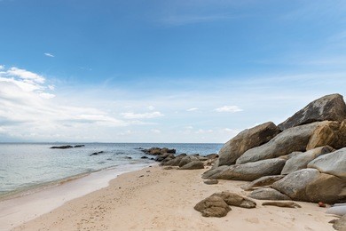 view from beach on the manukan island, sabah, malaysia.