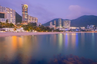 view of repulse bay beach in the southern part of hong kong island,the repulse bay is one of the high end living area in hong kong.