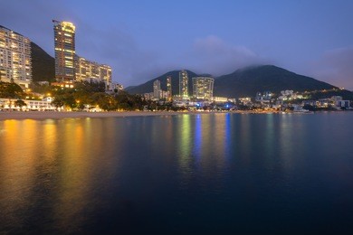 view of repulse bay beach in the southern part of hong kong island,the repulse bay is one of the high end living area in hong kong.