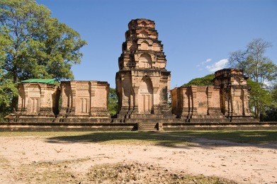 ancient khmer temple of prasat kravan, part of the angkor complex in cambodia. ancient temple, hundreds of years old.