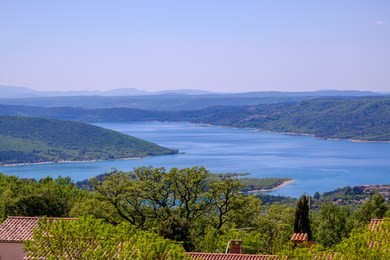 view of the lake st. croix. verdon gorge, provence, france.