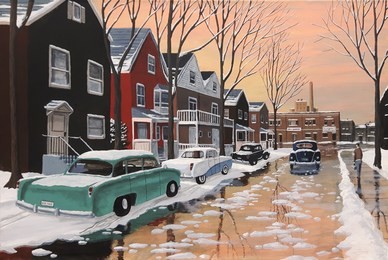 hamilton, ontario, canada on a winter morning in the 1950s.