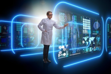 woman doctor in telemedicine mhealth concept