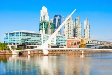 puente de la mujer (womens bridge), is a rotating footbridge for dock 3 of the puerto madero district of buenos aires, argentina