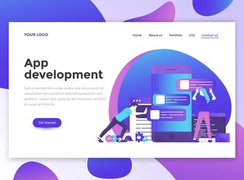 landing page template of app development. modern flat design concept of web page design for website and mobile website. easy to edit and customize. vector illustration