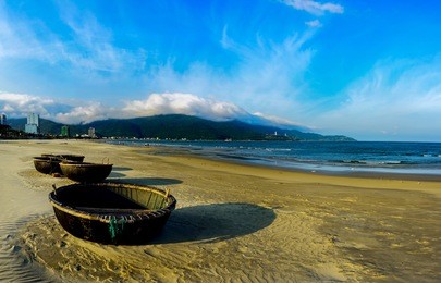 da nang, vietnam: the beauty of my khe beach at sunset which is one of the most beautiful beach of the world.                          