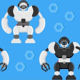robot kids seamless pattern