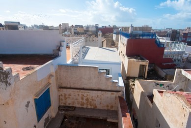 traditional buildings of medina district in essaouira morocco