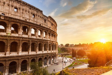 coliseum at sunset