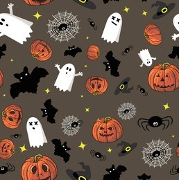 halloween pattern on brown background