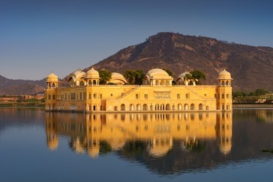 jal mahal is a five storied building was built in man sakar lake,three or four floors remain underwater depend on water level.