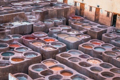 fes tanneries in morocco aerial view