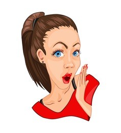 beautiful girl surprised vector. happy stunned emotions. cartoon detailed characters