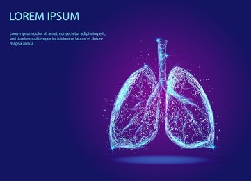 abstract image of a human lungs in the form of a starry sky or space, consisting of points, lines, and shapes in the form of planets, stars and the universe. vector 