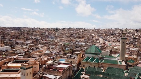 medina of fez in morocco in aerial view