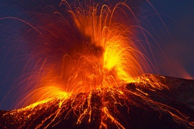 volcano stromboli with spectacular eruptions