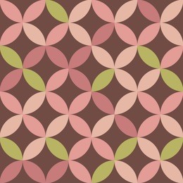 overlapping circles in pink and green seamless pattern, vector