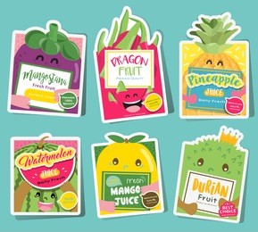fruit label collection vector