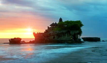 pura tanah lot is one of the most popular and recognizable tourist sights of bali. this temple and the area is famous for its dramatic sunsets.