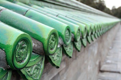 ancient chinese green wall roof
