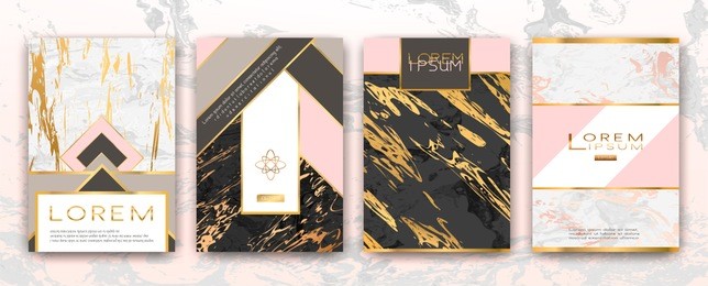 gold, black, white marble template, artistic covers design, colorful texture, realistic cube, backgrounds. trendy pattern, graphic poster, geometric brochure, cards. vector illustration.