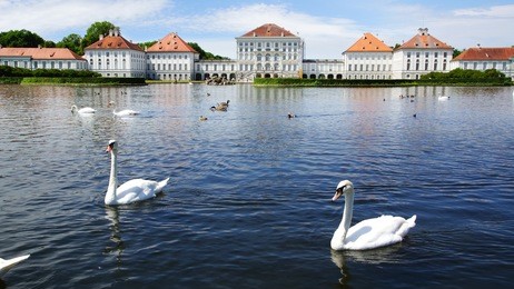 picturesque nature landscape with nymphenburg palace, munich