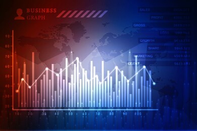 2d rendering stock market online business concept. business graph 