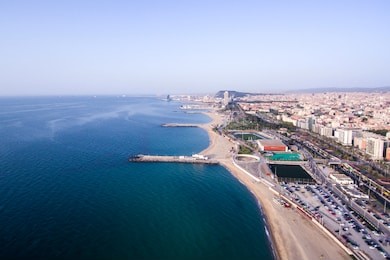 the city of barcelona and the beaches. aerial view.