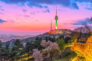 night cityscape at namsan mountain seoul korea