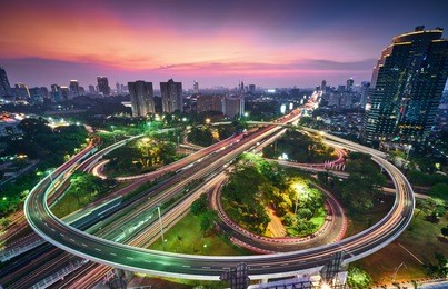 the view of simpang susun semanggi jakarta, indonesia