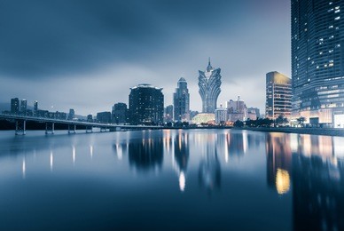 night view of the inner lake of macau