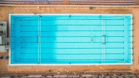 aerial top view of a swimming pool