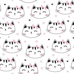 seamless cute cat pattern vector illustration
